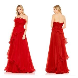 Mac Duggal 49537 Size 0-2 PLEATED TIERED RUFFLED STRAPLESS GOWN -